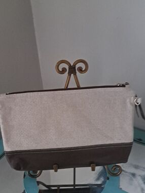 BLISSFUL THINGS handcrafted Taupe and Brown multi purpose pouch bag cosmetic zip